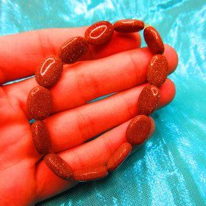 Goldstone Oval 7" Stretchy Gemstone Bracelet